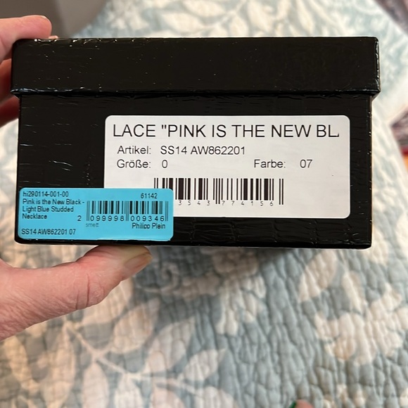 Phillipp Plein Made in Italy Pink is the new Black Light Blue Studded necklace - Picture 7 of 10